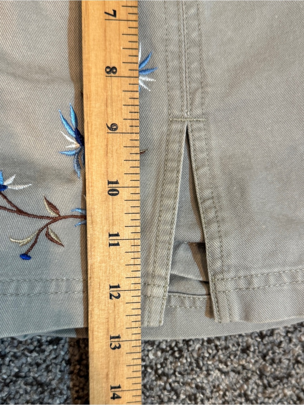 Vintage 90s Route 66 Casual Gray Cotton Denim Skort with Cute Floral Embroidery - Picture 5 of 6